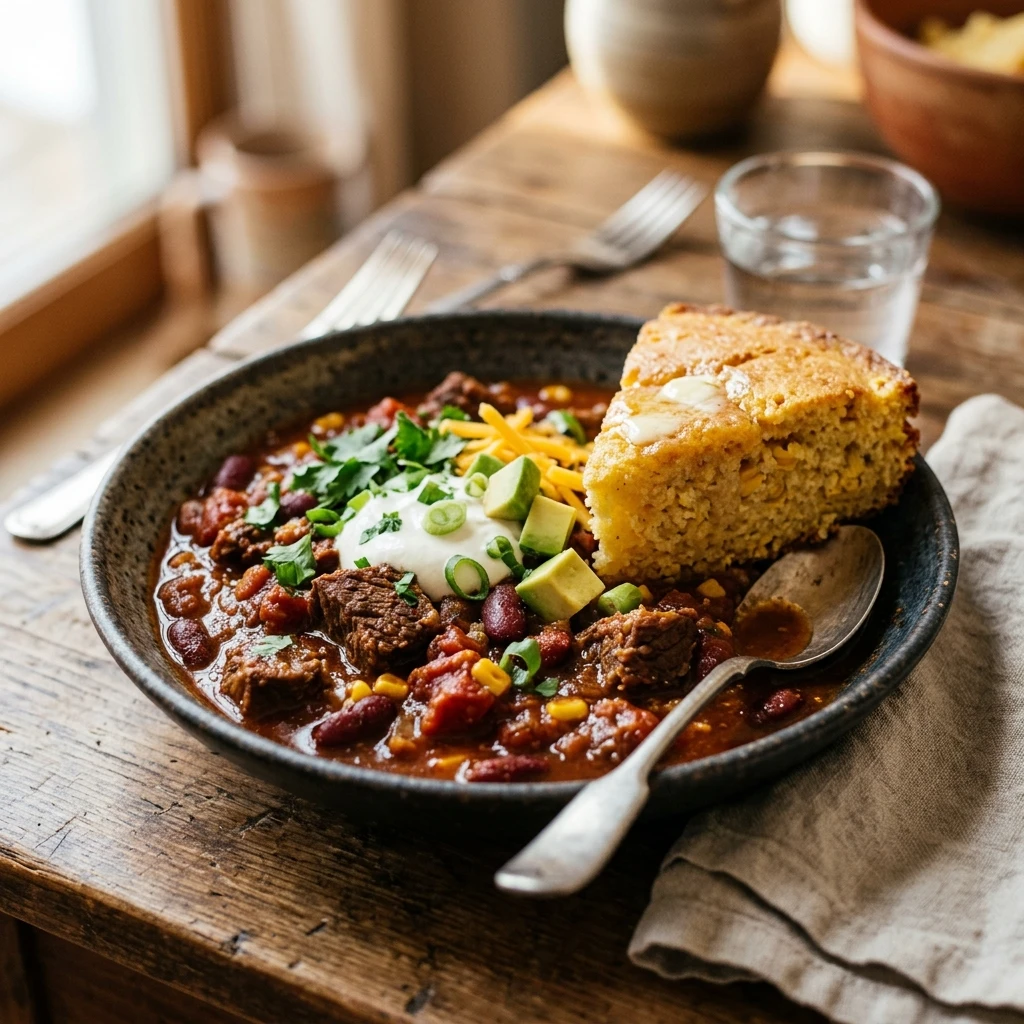 Beef Chili With Cornbread