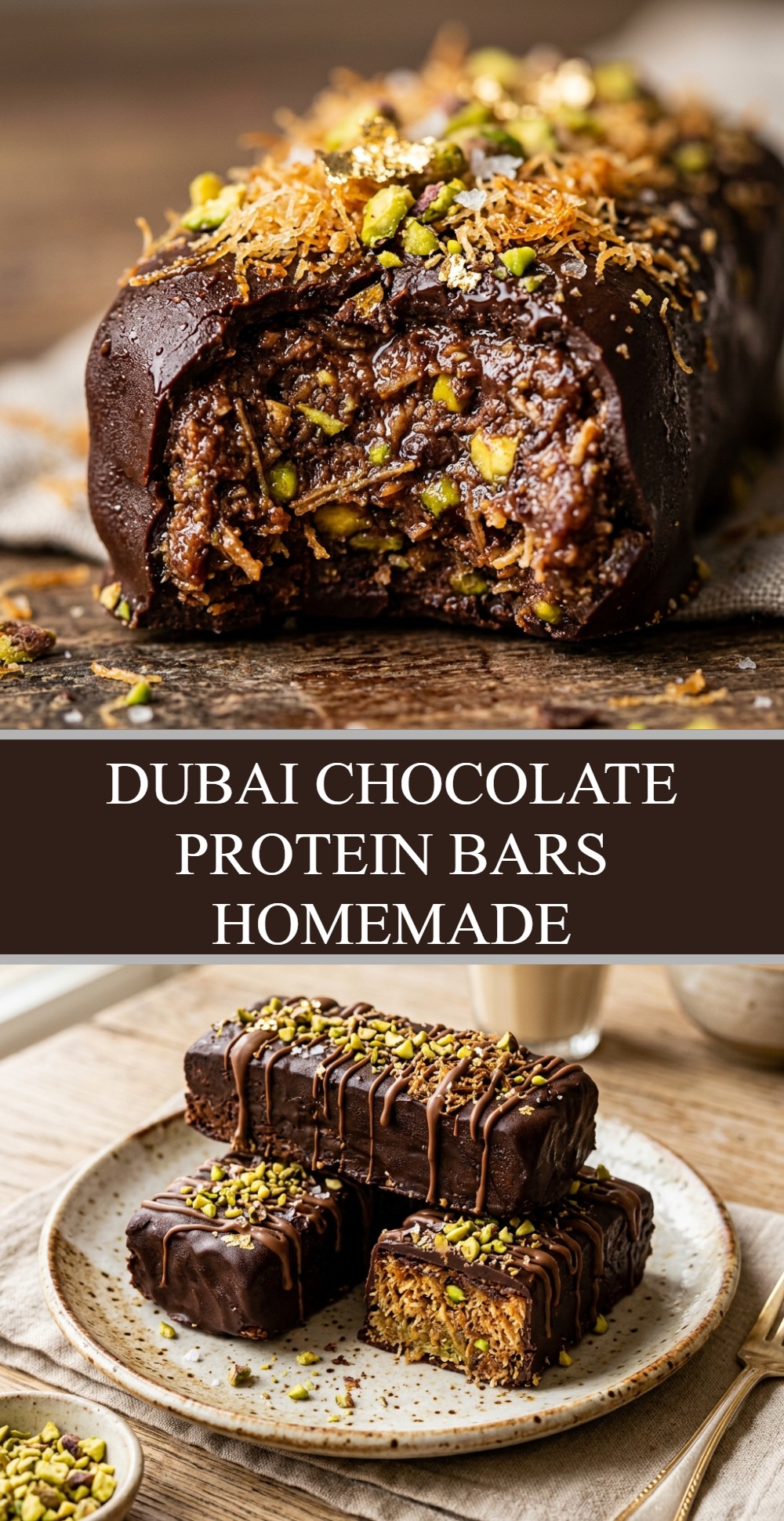Dubai Chocolate Protein Bars Homemade