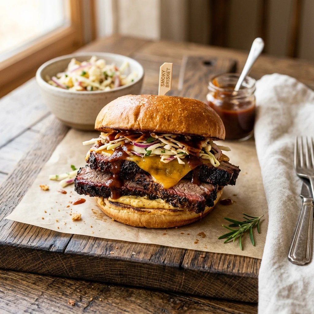 Easy Smoky Beef Brisket Sandwiches