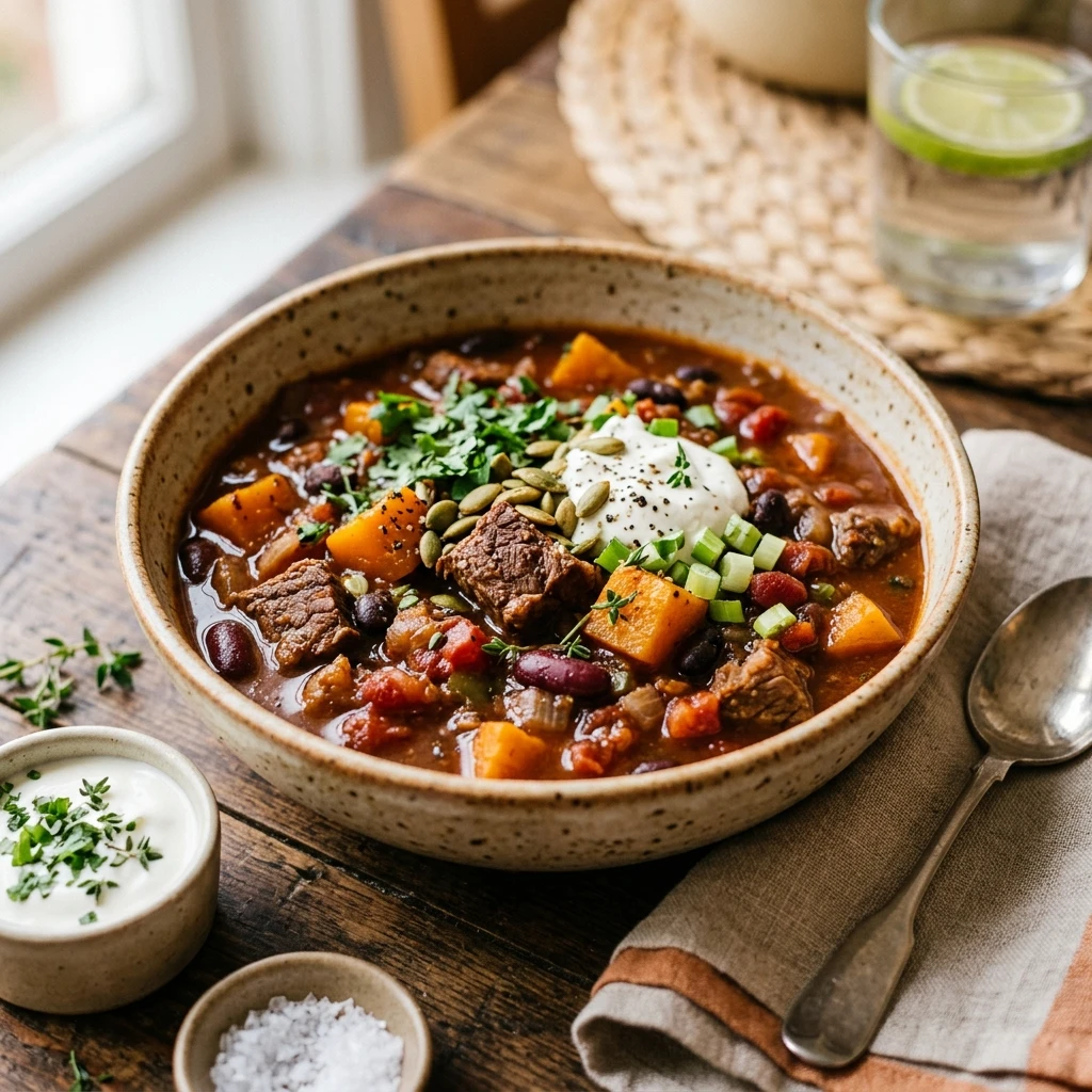 Hearty Beef And Pumpkin Chili