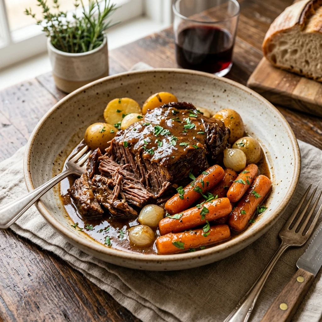 Slow Cooker Pot Roast With Carrots