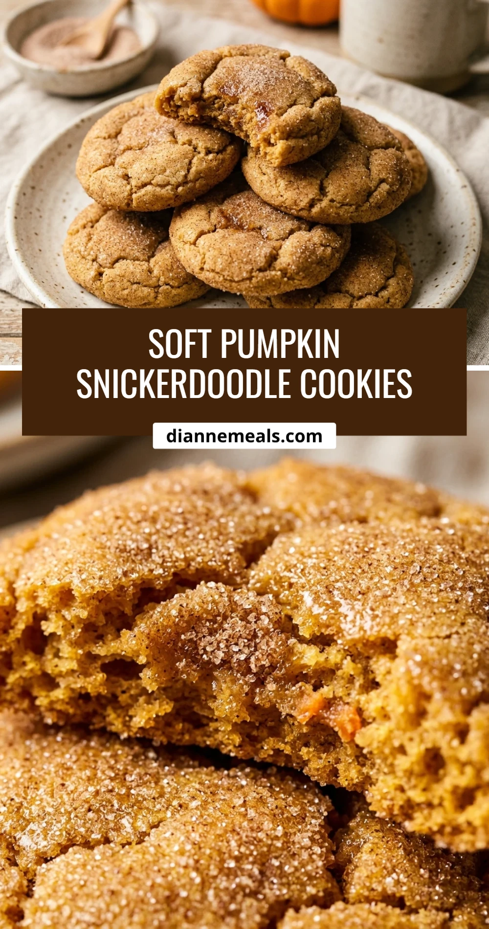 Soft Pumpkin Snickerdoodle Cookies