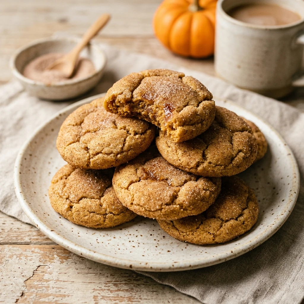 Soft Pumpkin Snickerdoodle Cookies