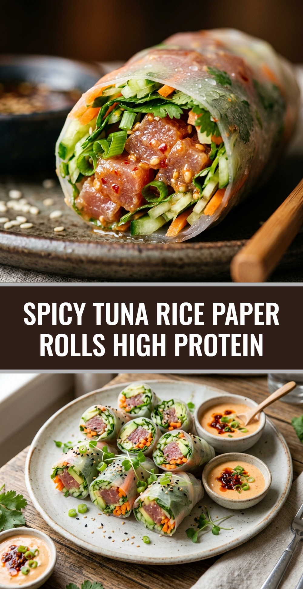 Spicy Tuna Rice Paper Rolls High Protein