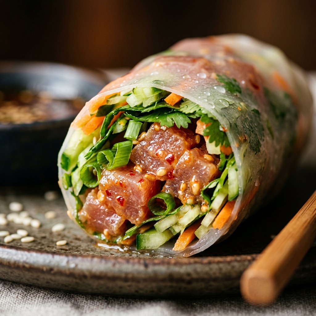 Spicy Tuna Rice Paper Rolls High Protein