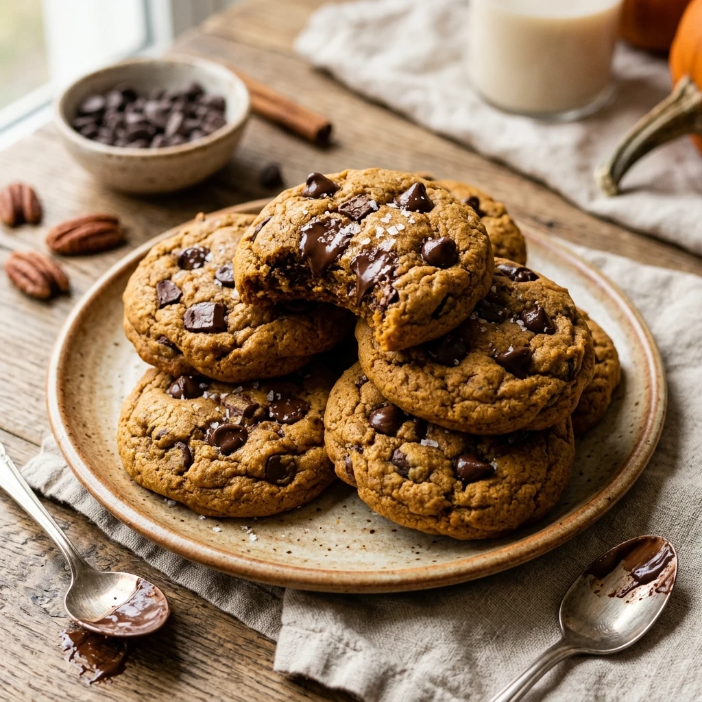 Vegan Pumpkin Chocolate Chip Cookies